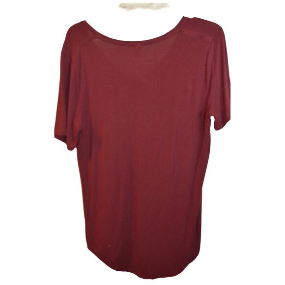 Old Navy Luxe Blouse Women's Burgundy Color Size M Short Sleeve Pullover Top - Picture 3 of 3
